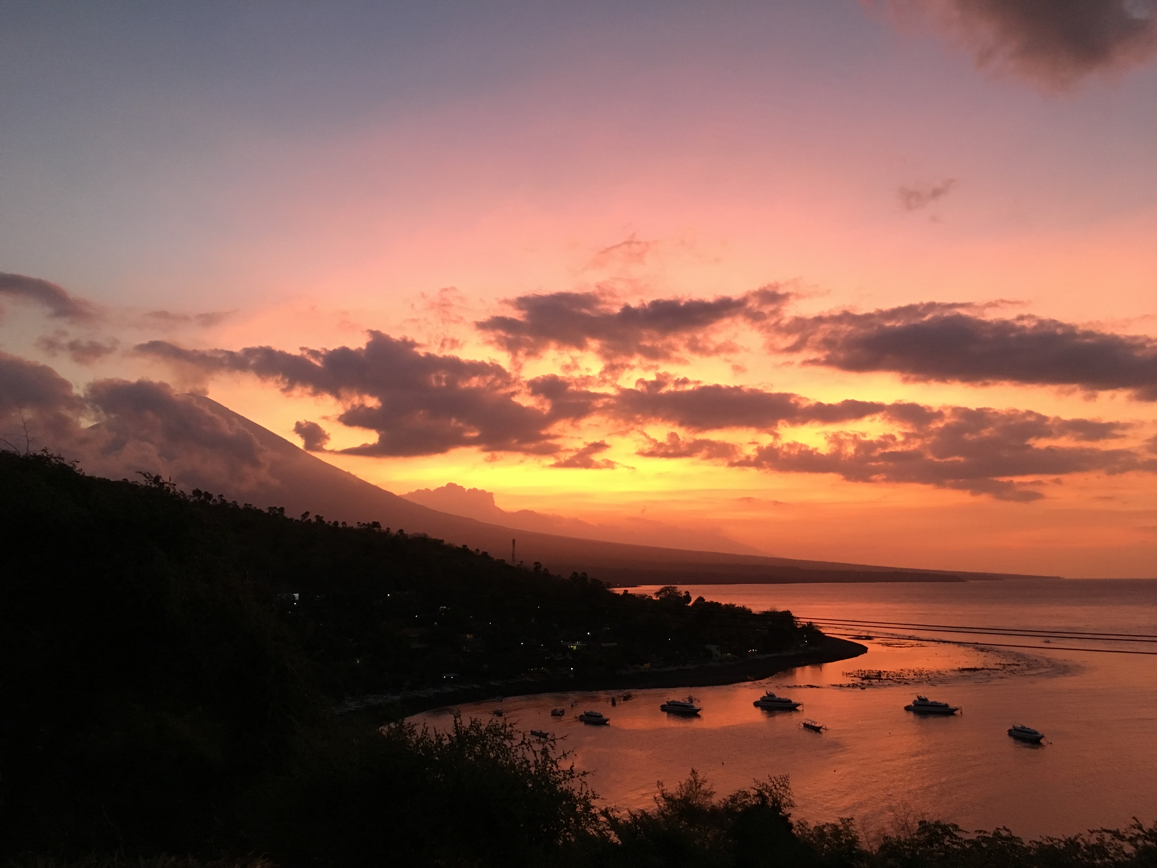 Beutiful sunset from Blue Earth Village in Amed Bali