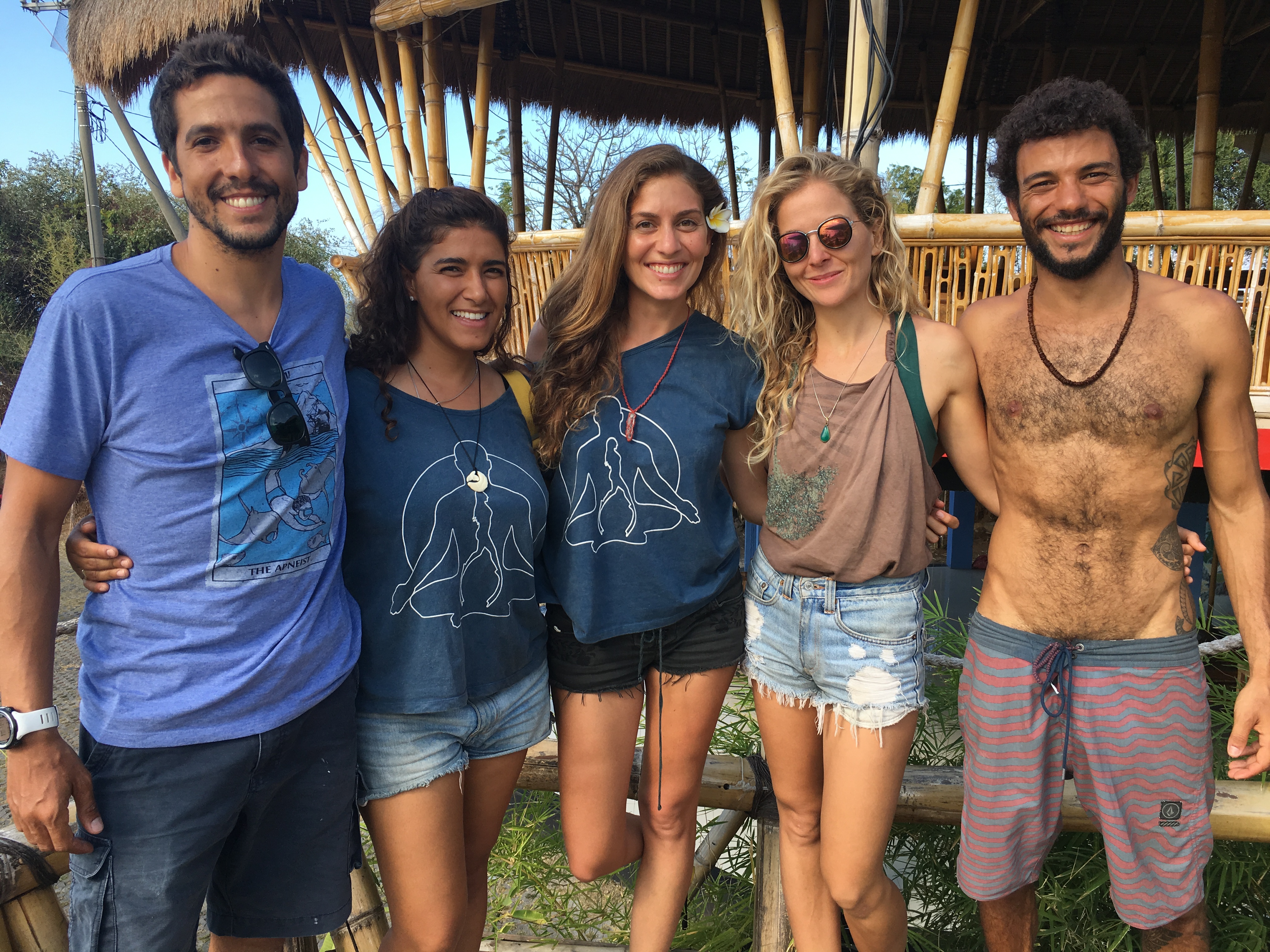 Interns and instructor from Apneista at Blue Earth Village in Amed Bali